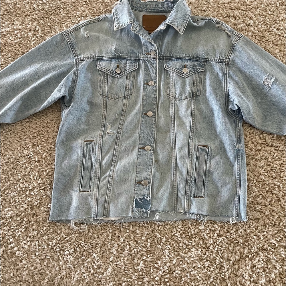 American Eagle Outfitters Blue Jean Jacket Cropped Style